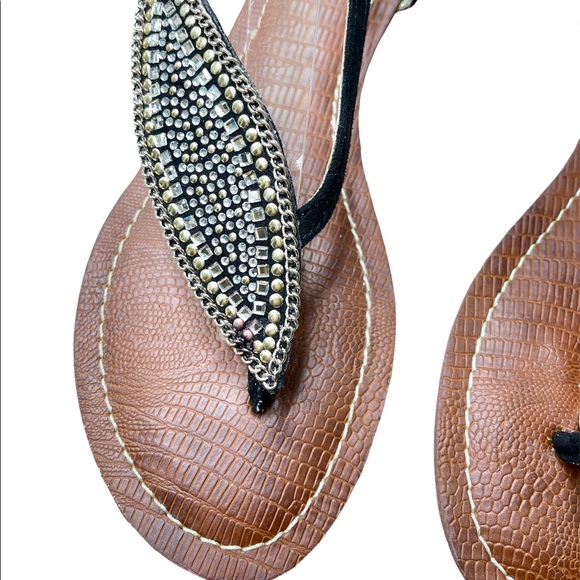 Carlos by Carlos Santana Rhinestone & Beaded Feather Sandals - Picture 6 of 7